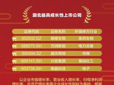 泰晶科技榮獲“湖北最具成長性上市公司”獎項